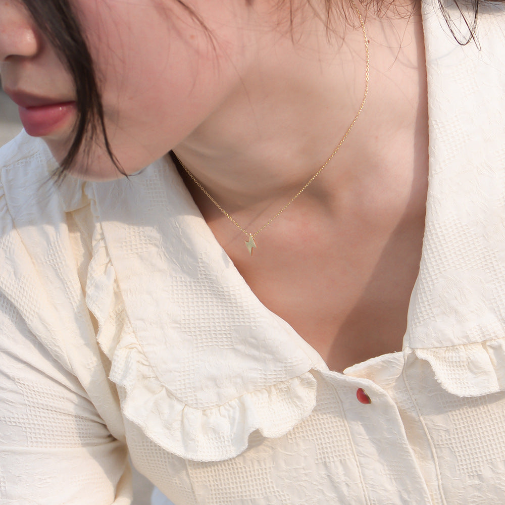 925 Sterling Silver Mini Lightning Bolt Necklace, Dainty Choker