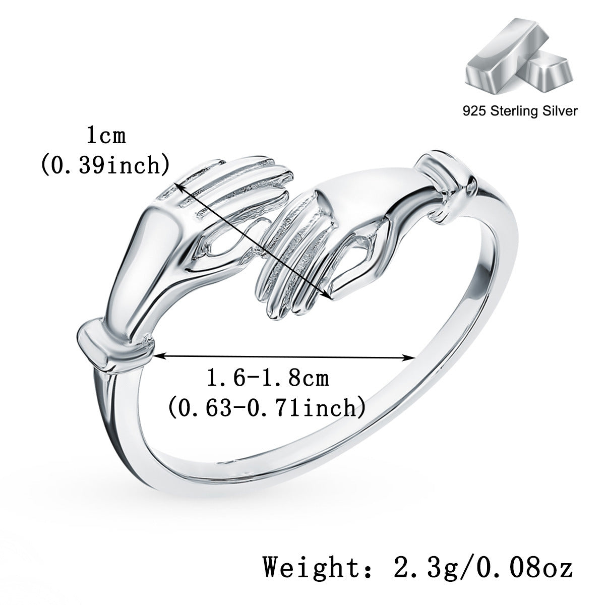 Hug Gesture Ring - S925 Silver Art Design Minimalist Halloween