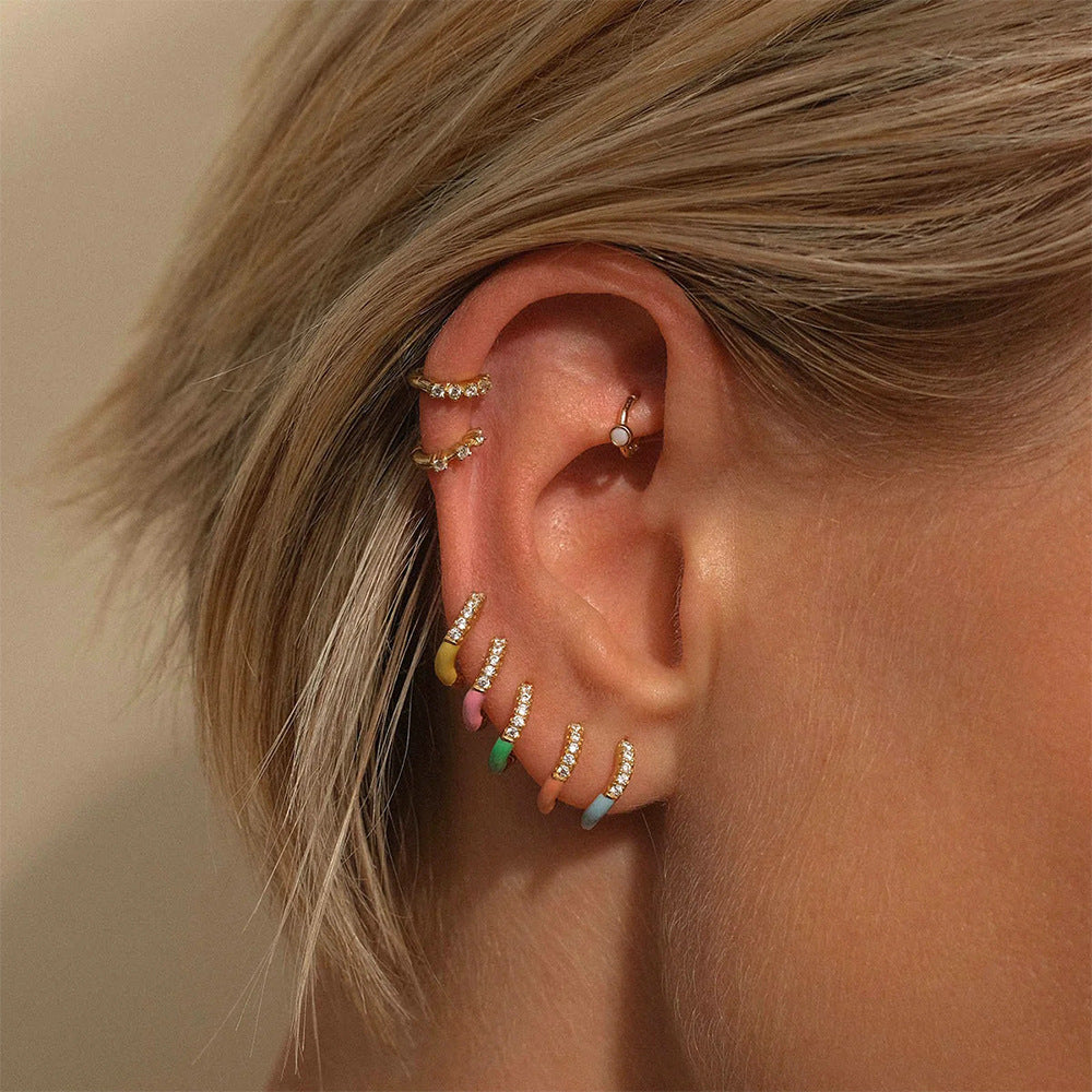 Single Color Drip Hoop - S925 Silver Dopamine Asymmetric Niche