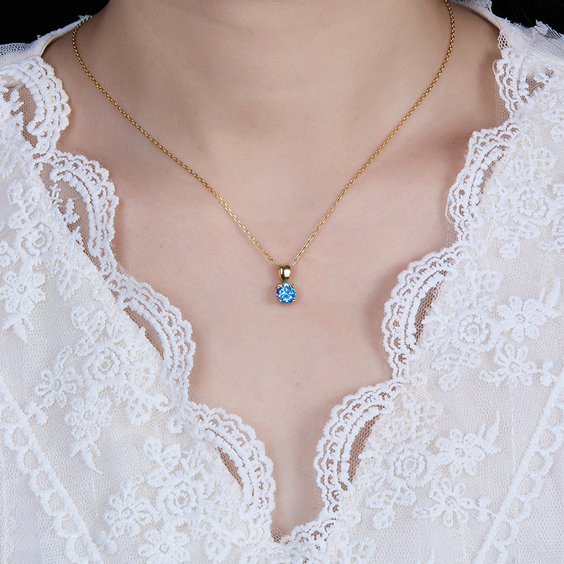 December Birthstone Necklace - 925 Sterling Silver Minimalist Zircon Jewelry