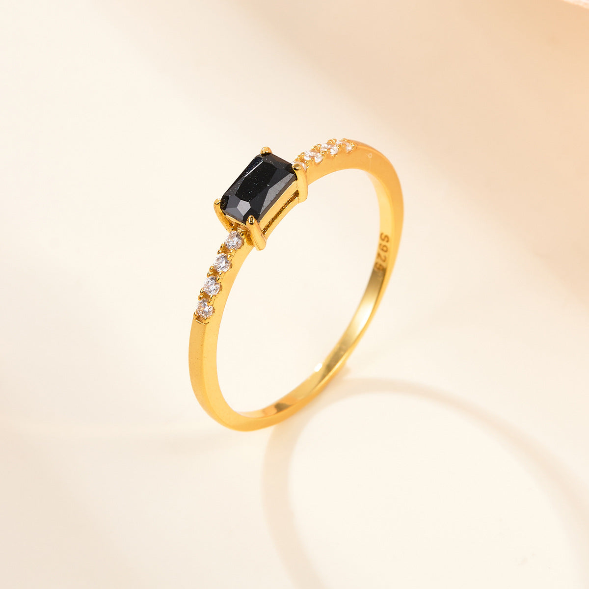 Colored Zircon Gold-Tone Ring - S925 Sterling Silver Minimalist Light Luxury Wholesale