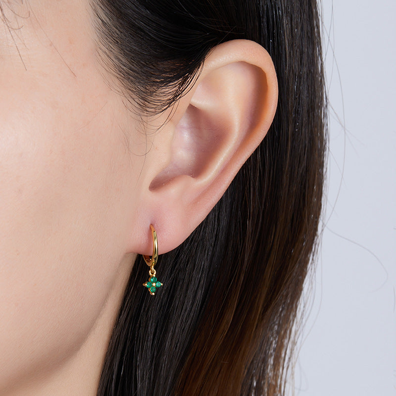 Clover Earrings - 925 Silver Color Zircon Light Luxury Trending