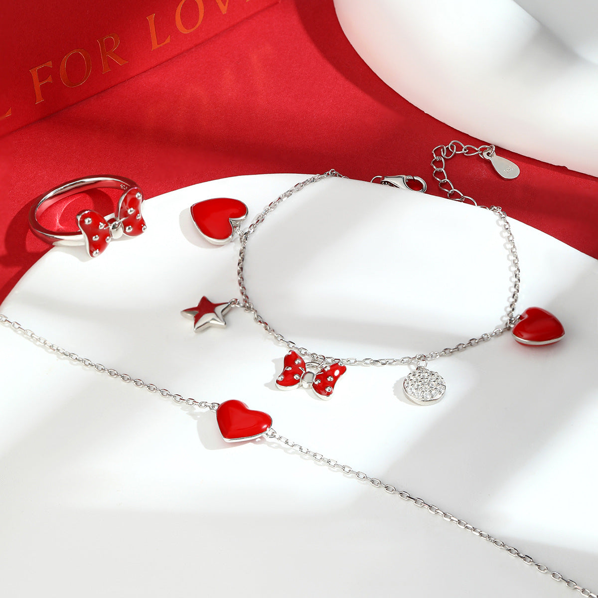Heart Bow Jewelry Set - 925 Silver Sweet Minimalist Trending