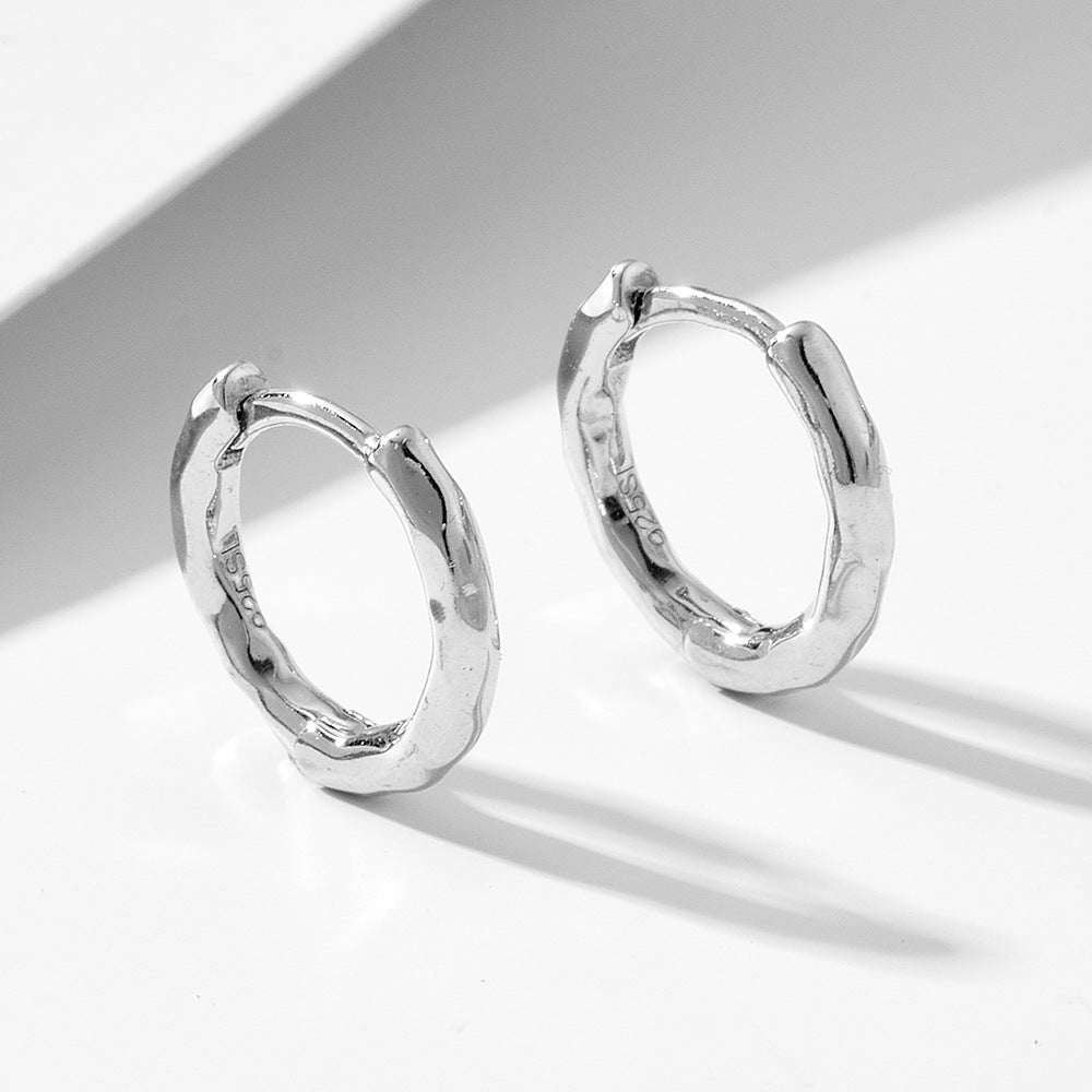 925 Sterling Silver Minimalist Hoop & Cartilage Stud Earrings, Cold Aesthetic High-End Design Jewelry