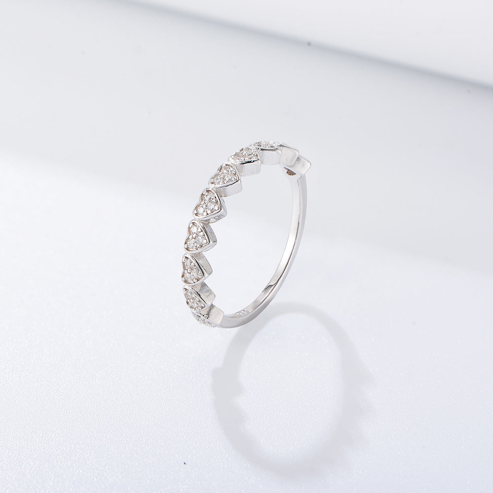 925 Sterling Silver Heart Zirconia Ring, Vintage Minimalist Jewelry