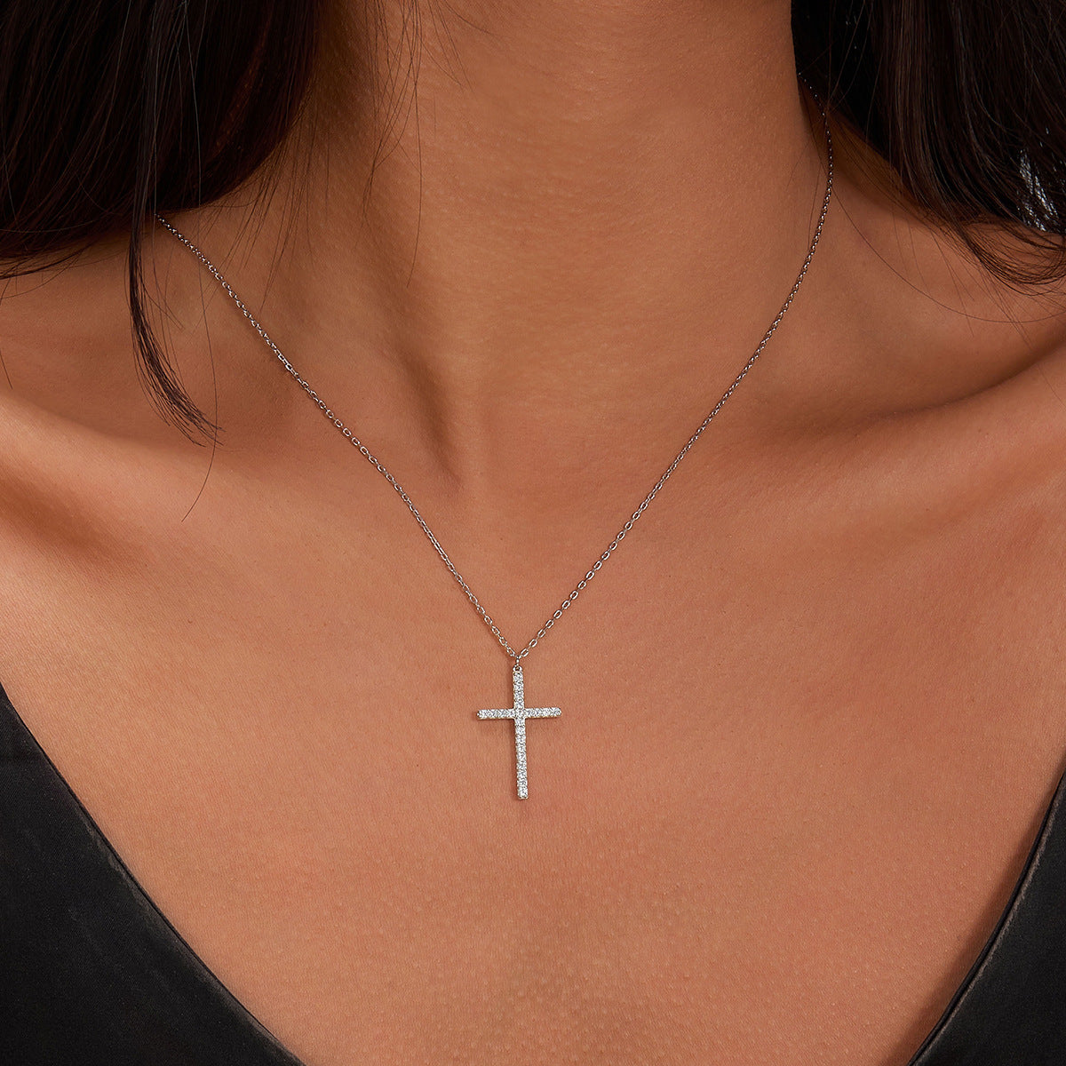 S925 Silver Cross Necklace | Christian Collarbone Chain | Niche Women‘s Jewelry
