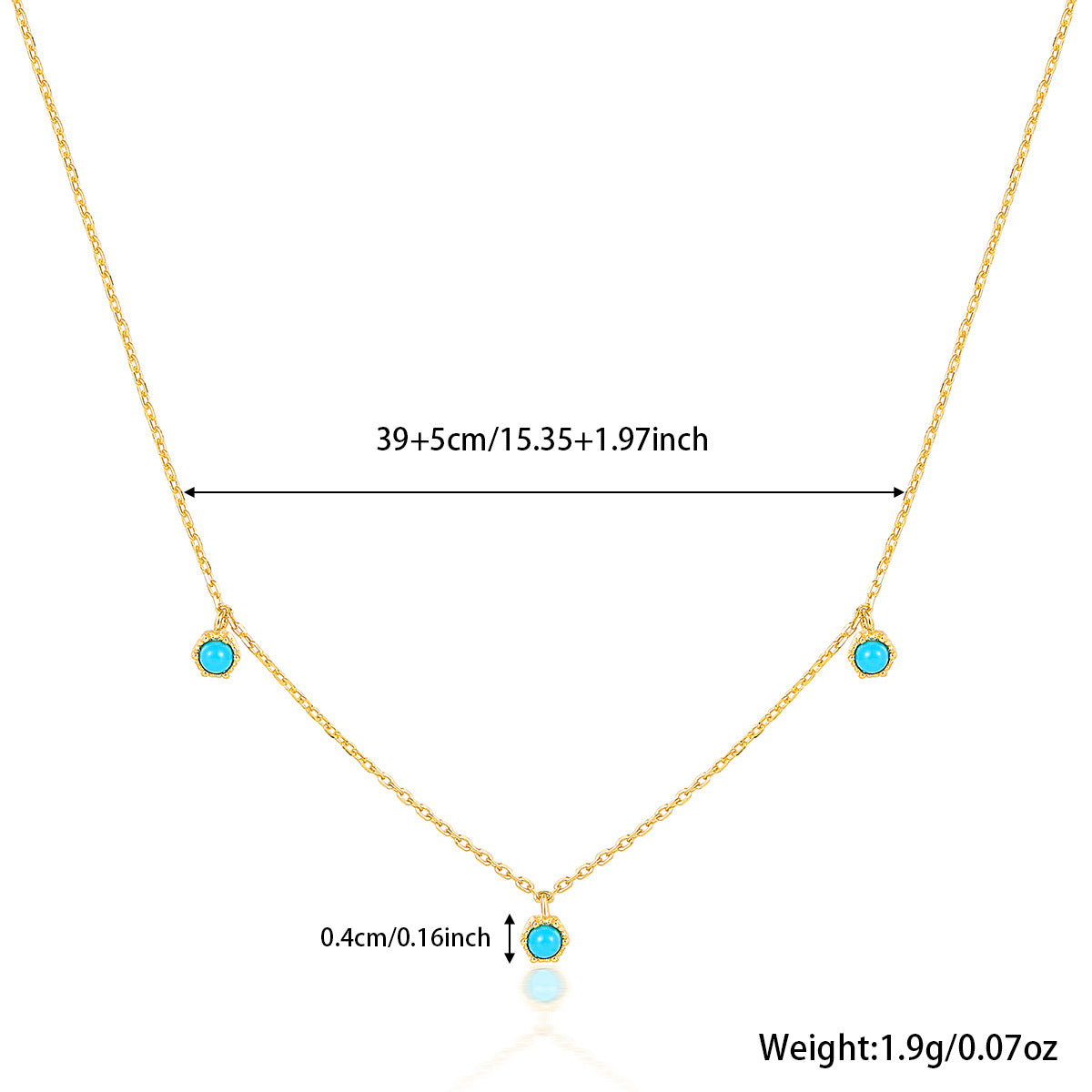 Turquoise Necklace - 925 Sterling Silver Retro Niche Collarbone Chain