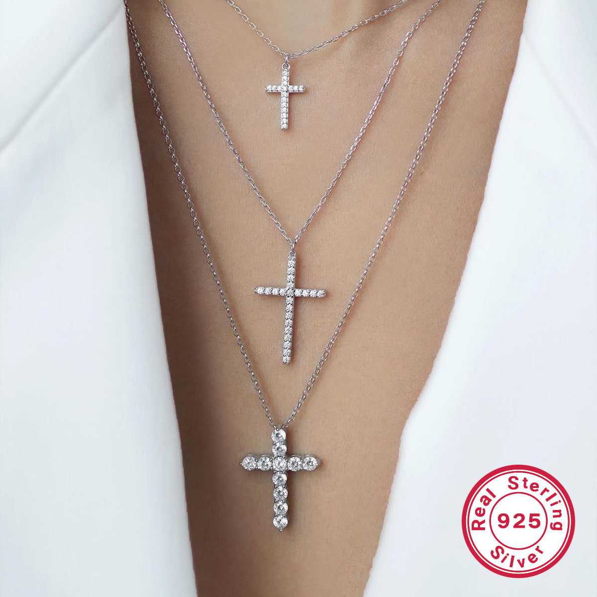 S925 Silver Cross Necklace | Christian Collarbone Chain | Niche Women‘s Jewelry