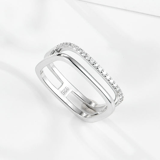 Micro Zircon Geometric Ring - S925 Silver Minimalist Light Luxury