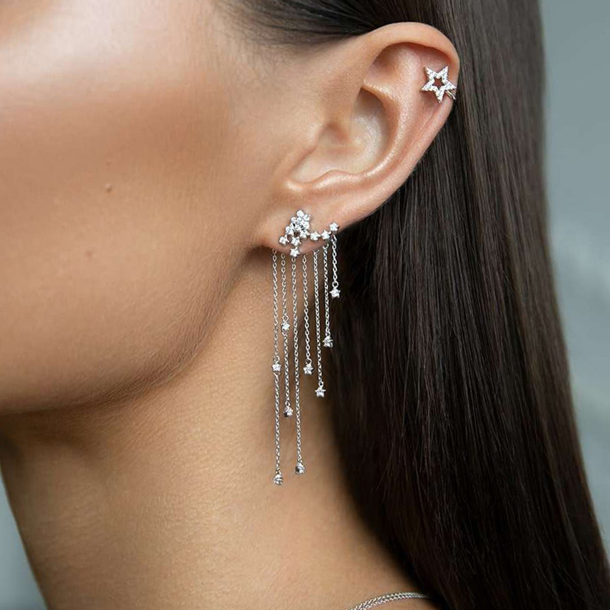 S925 Silver Star Fringe Earrings | INS Light Luxury | Cross-border Wholesale | Women's