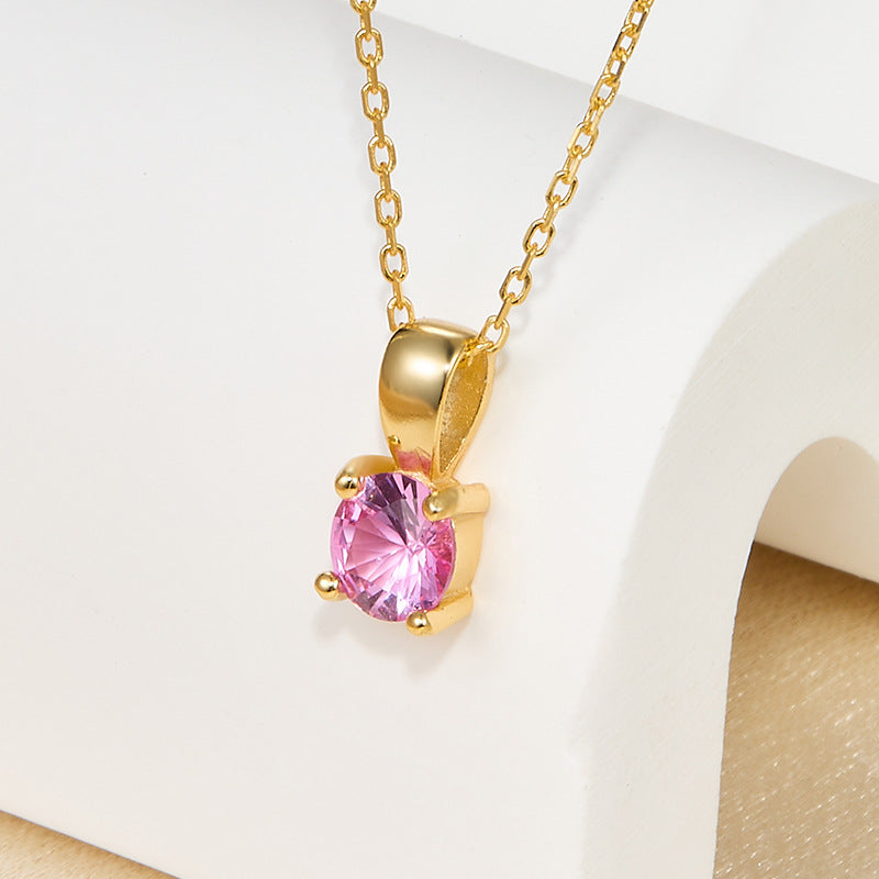 December Birthstone Necklace - 925 Sterling Silver Minimalist Zircon Jewelry