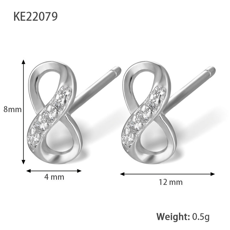 Infinity Zircon Studs - 925 Silver Minimalist Light Luxury Wholesale