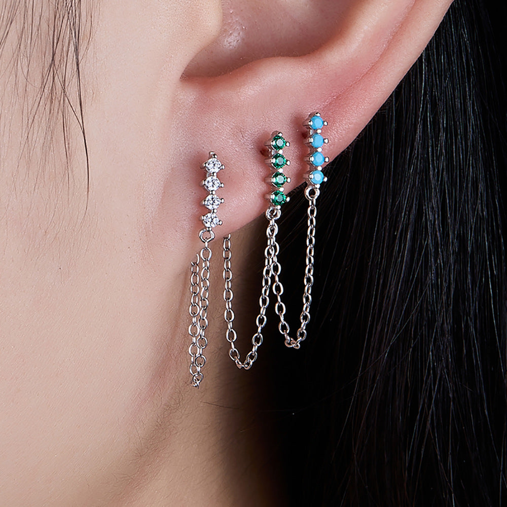 Diamond Fringe Earrings - S925 Silver Long Light Luxury Niche