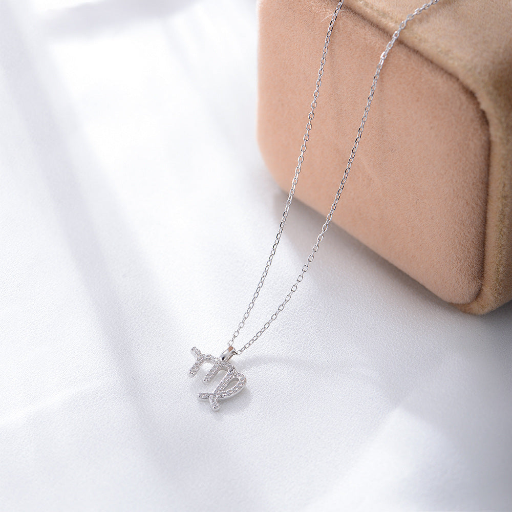 925 Sterling Silver Twelve Zodiac Diamond Pendant Necklace, Fashionable Viral Wish Amazon Hot Selling Jewelry