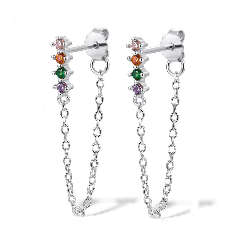 Diamond Fringe Earrings - S925 Silver Long Light Luxury Niche