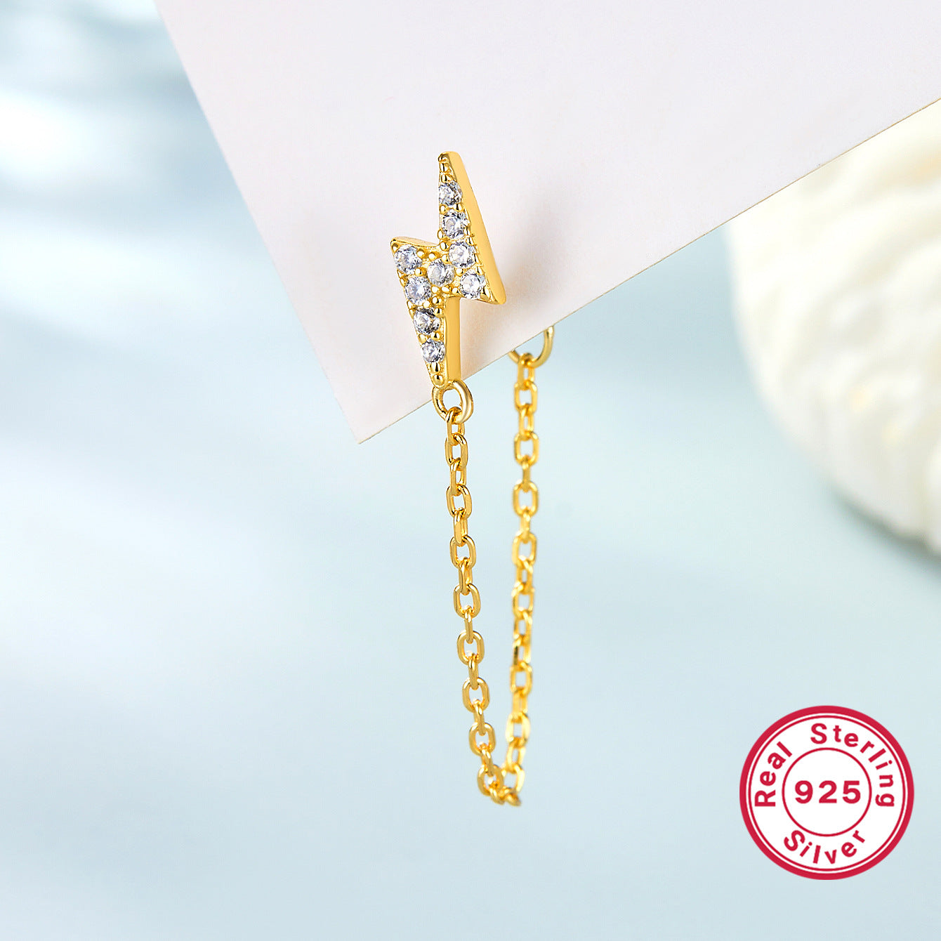 Octagram Snake Earring - 925 Silver Single Chain Geometric Jewelry