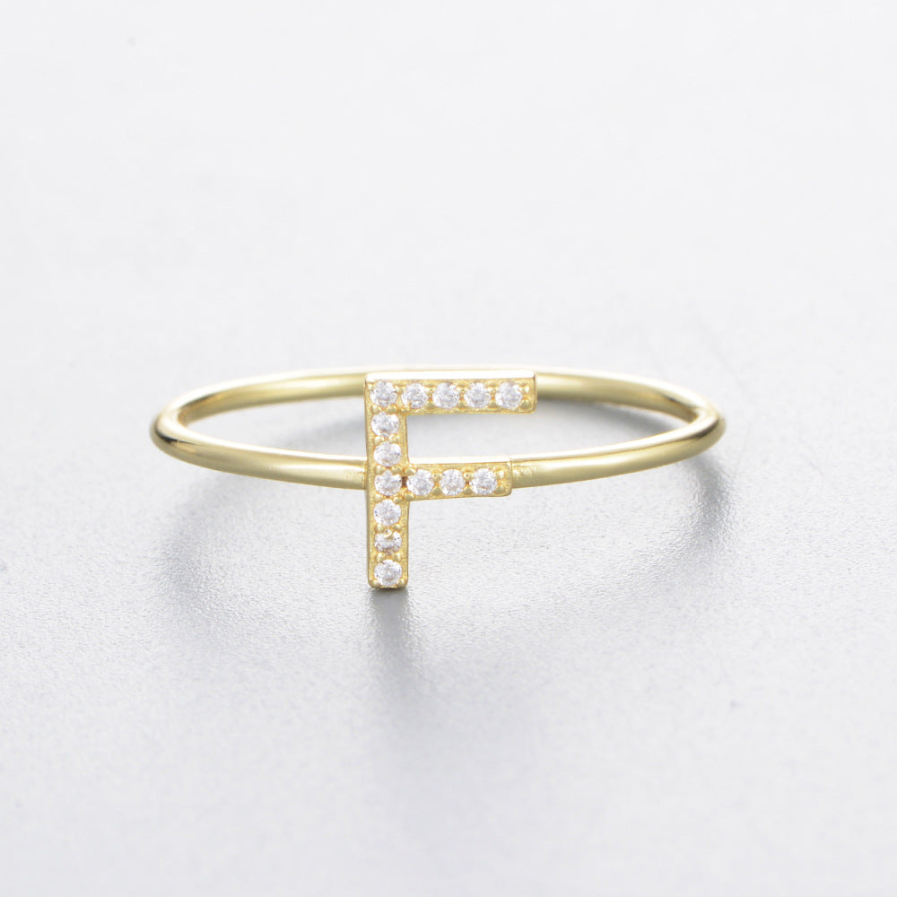 925 Sterling Silver 26 Alphabet Zirconia Rings, Minimalist Stackable Initial Jewelry