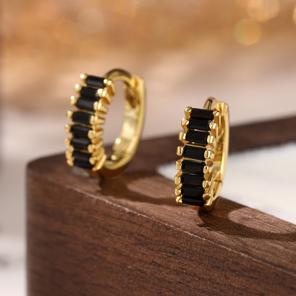 Color Zircon Hoop Earrings - 925 Silver Dopamine Niche Jewelry