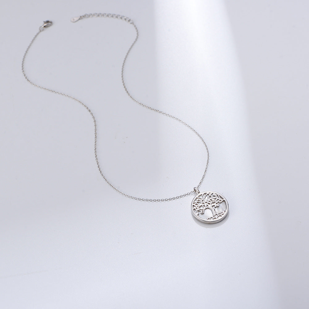 Sterling Silver Elegant Tree of Life Shell Pendant for Women, High-End Versatile Accessory