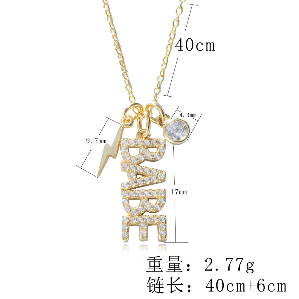 925 Sterling Silver BABE Letter Necklace, Zirconia Alphabet Pendant