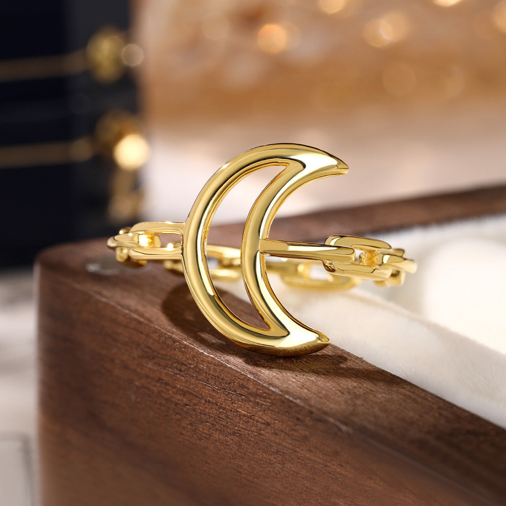 Star Moon Geometric Ring - 925 Silver Minimalist Wholesale Jewelry