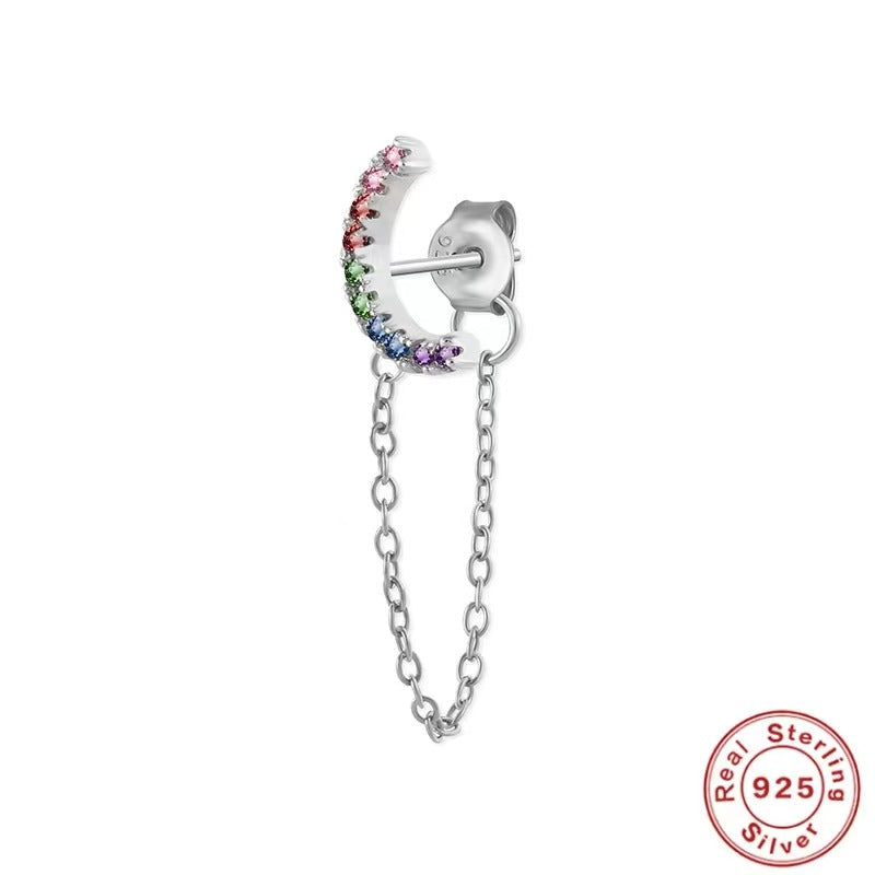 Floral Moon Star Fringe Earrings - 925 Silver Sweet Vintage Design