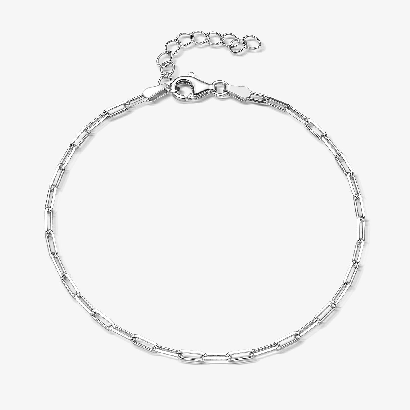Paperclip Chain Bracelet - 925 Silver Minimalist Classic Jewelry