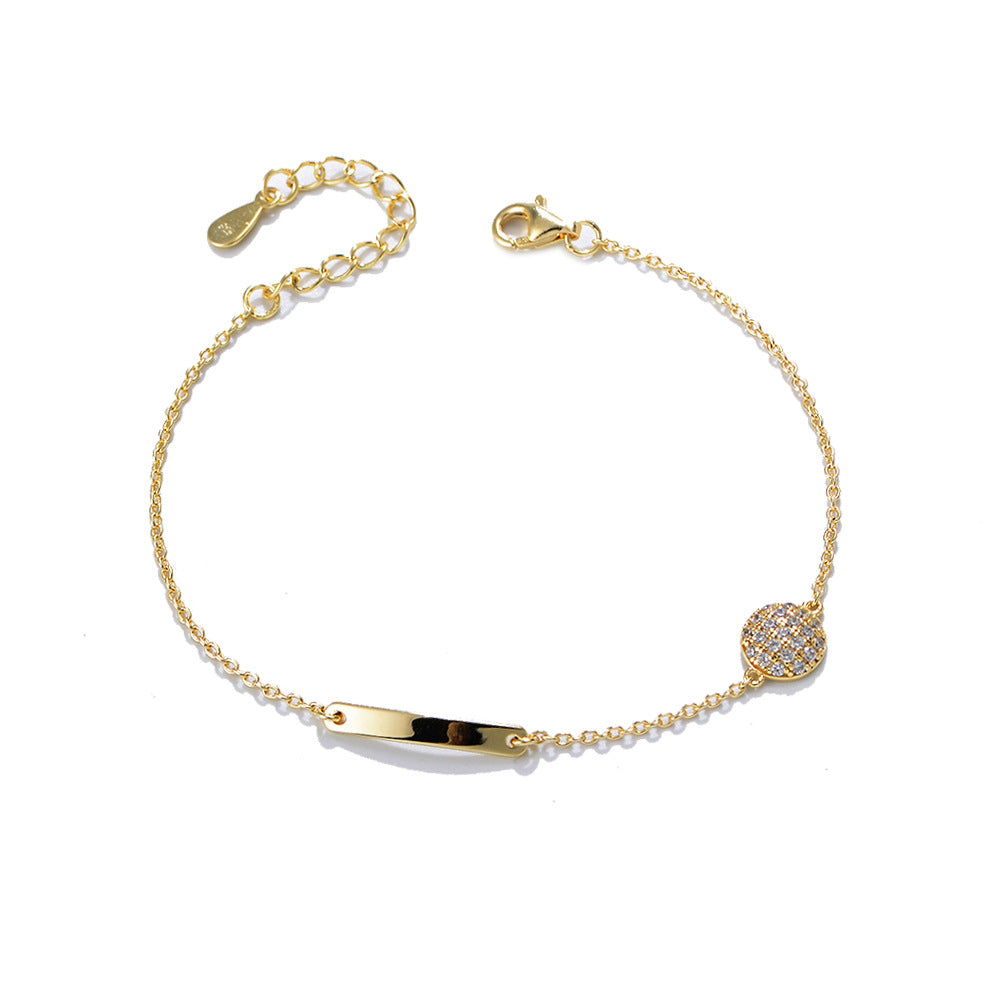 Sterling Silver Chic Geometric Bar Link Bracelet for Women, High-End Versatile Hand Jewelry