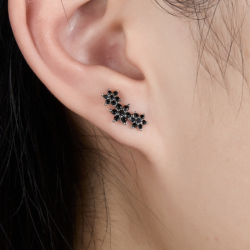 INS Style Floral Stud Earrings | S925 Sterling Silver with Zircon Inlay