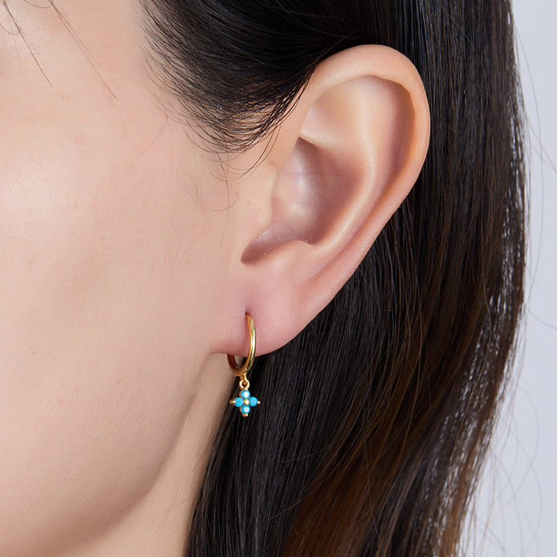 Clover Earrings - 925 Silver Color Zircon Light Luxury Trending