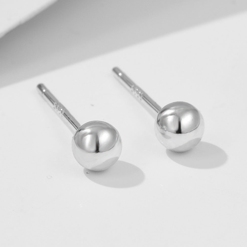 925 Sterling Silver Mini Round Bead Stud Earrings, Minimalist Sleep-in Tiny Jewelry