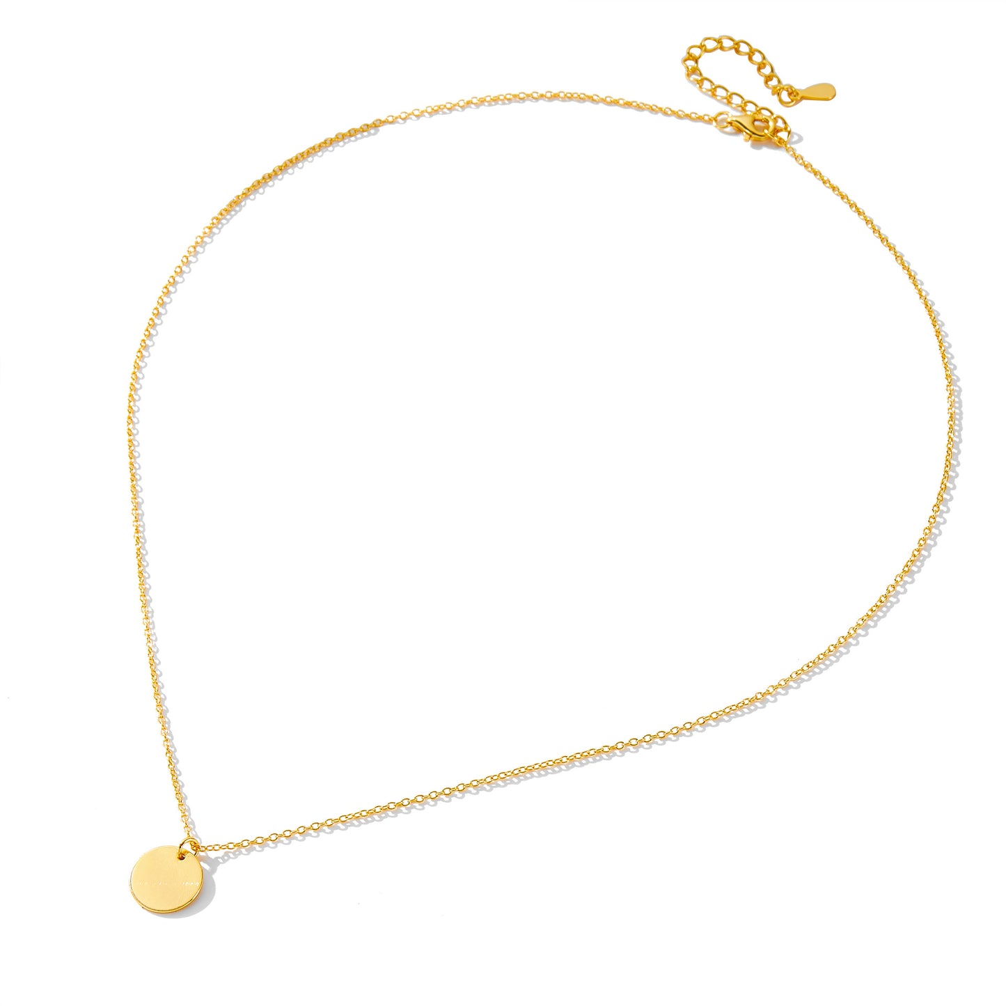 925 Sterling Silver Vintage Round Medallion Necklace, Minimalist Layered Clavicle Chain
