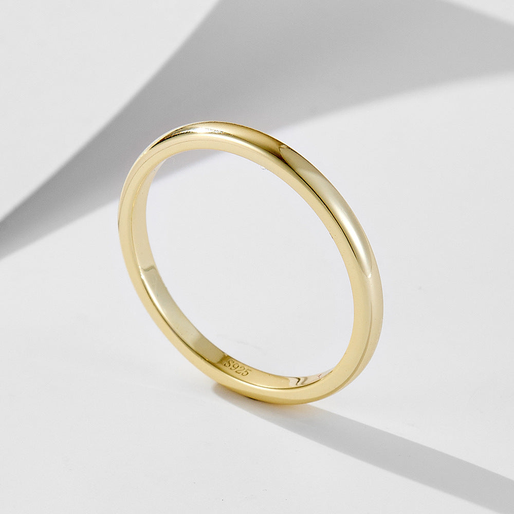 925 Sterling Silver Gold Plated Plain Band Ring, Minimalist Classic Sleek Hoop Jewelry