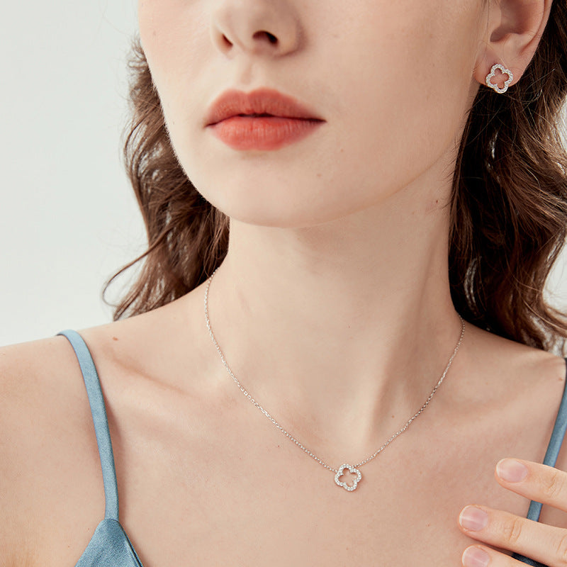 Hollow Clover Jewelry Set - 925 Silver Light Luxury for Women