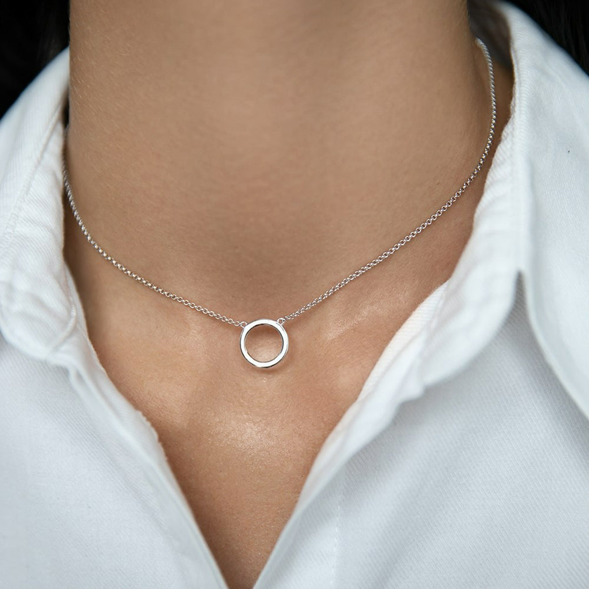Geometric Drip Pendant Necklace - 925 Silver Minimalist Choker
