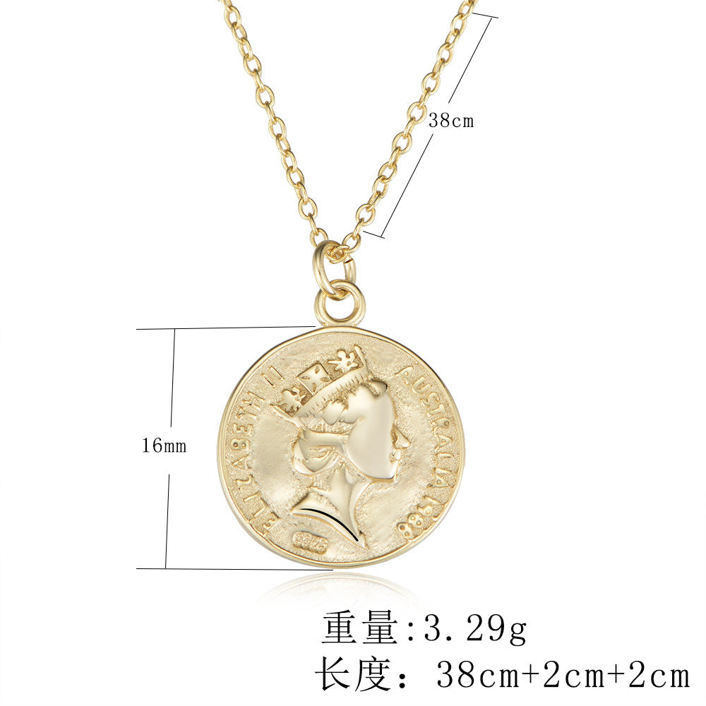 S925 Silver Antique Finish Portrait Medallion Pendant - Edgy Chic Clavicle Chain