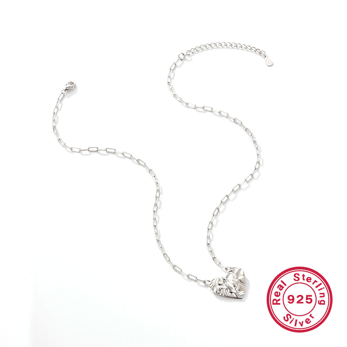 S925 Heart-Textured Necklace & Bracelet Set | Light Luxury Series