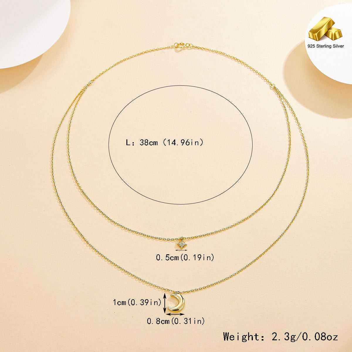 Star Moon Double Necklace - S925 Silver Sweet Best Friend Gift