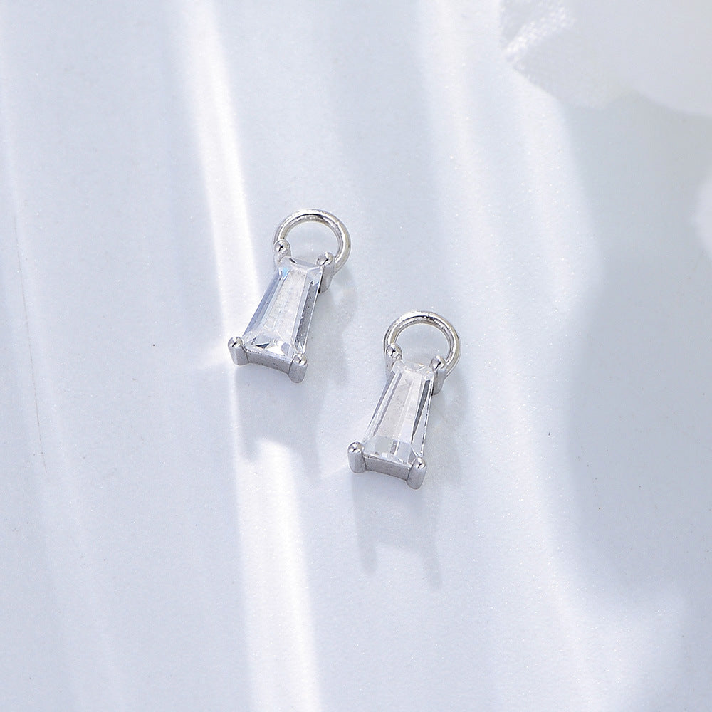 925 Sterling Silver Geometric Square Zirconia Drop Earrings, Minimalist High-End Ins Style Jewelry
