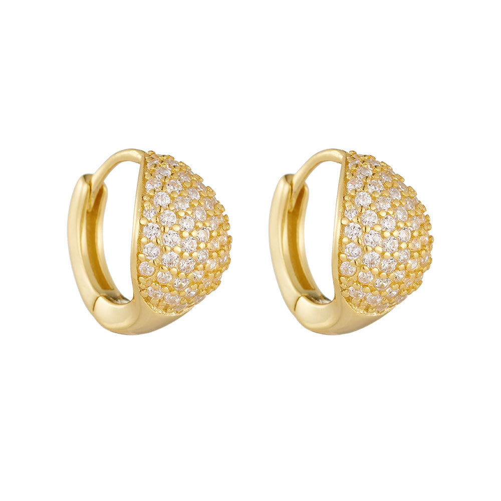 925 Sterling Silver Small Hoop Earrings, Full Pave Zirconia Huggie Hoops for Women, Luxury Geometric Round Ear Buckles, Hypoallergenic Fine Jewelry