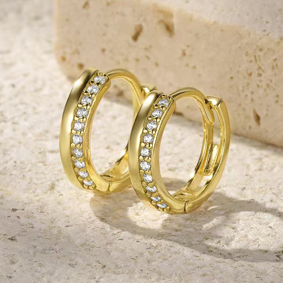 Diamond Hoop Earrings - S925 Silver Geometric Niche Ear Jewelry