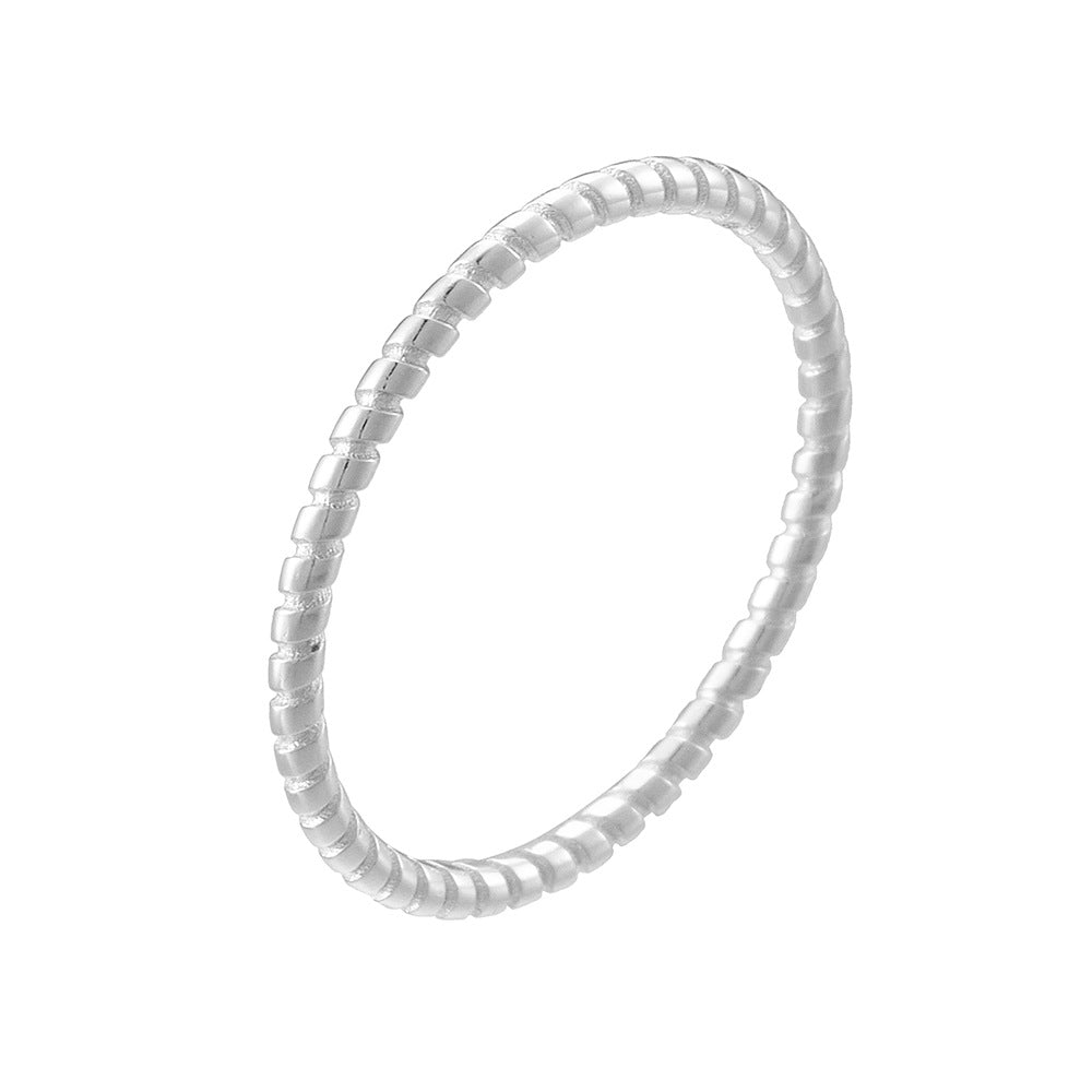 925 Sterling Silver Twisted Rope Band Ring, Minimalist Stackable Jewelry
