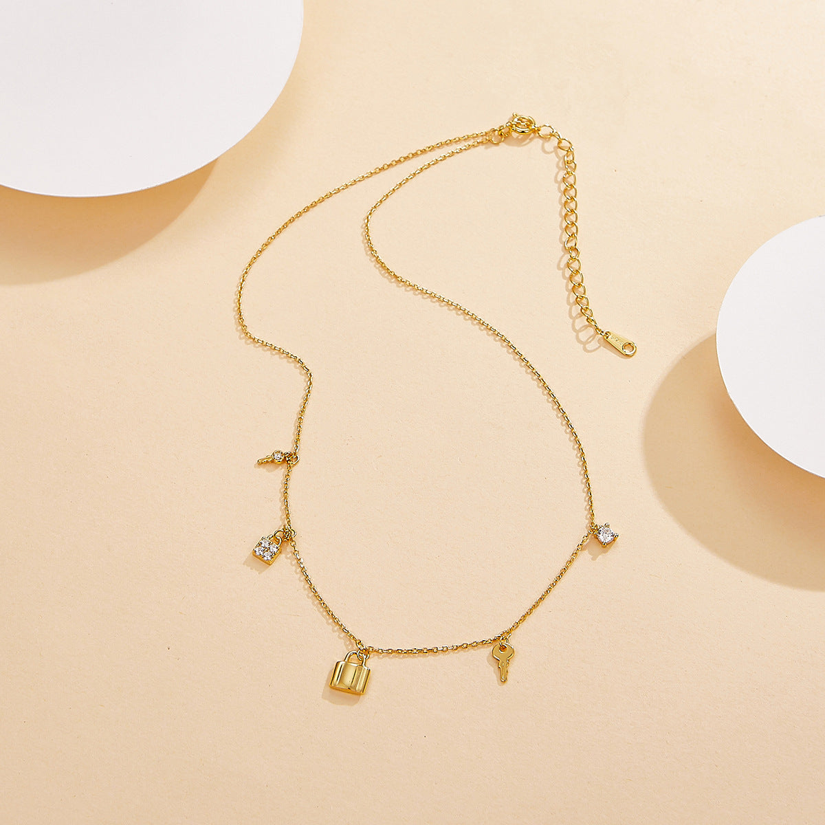 Key Lock Fringe Necklace - S925 Silver Sweet Cool Layered Choker