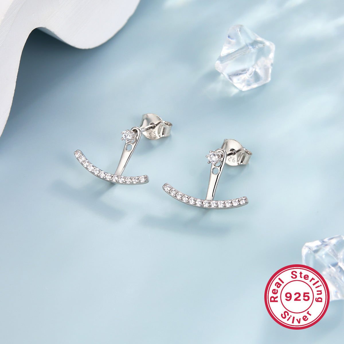 Smile Stud Earrings - S925 Sterling Silver Diamond-Encrusted Niche Earrings