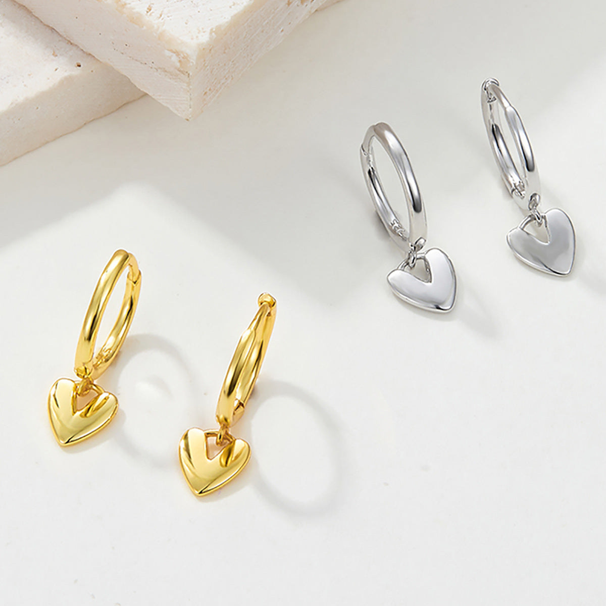 Heart Ear Cuffs - 925 Silver Stackable Light Luxury Wholesale