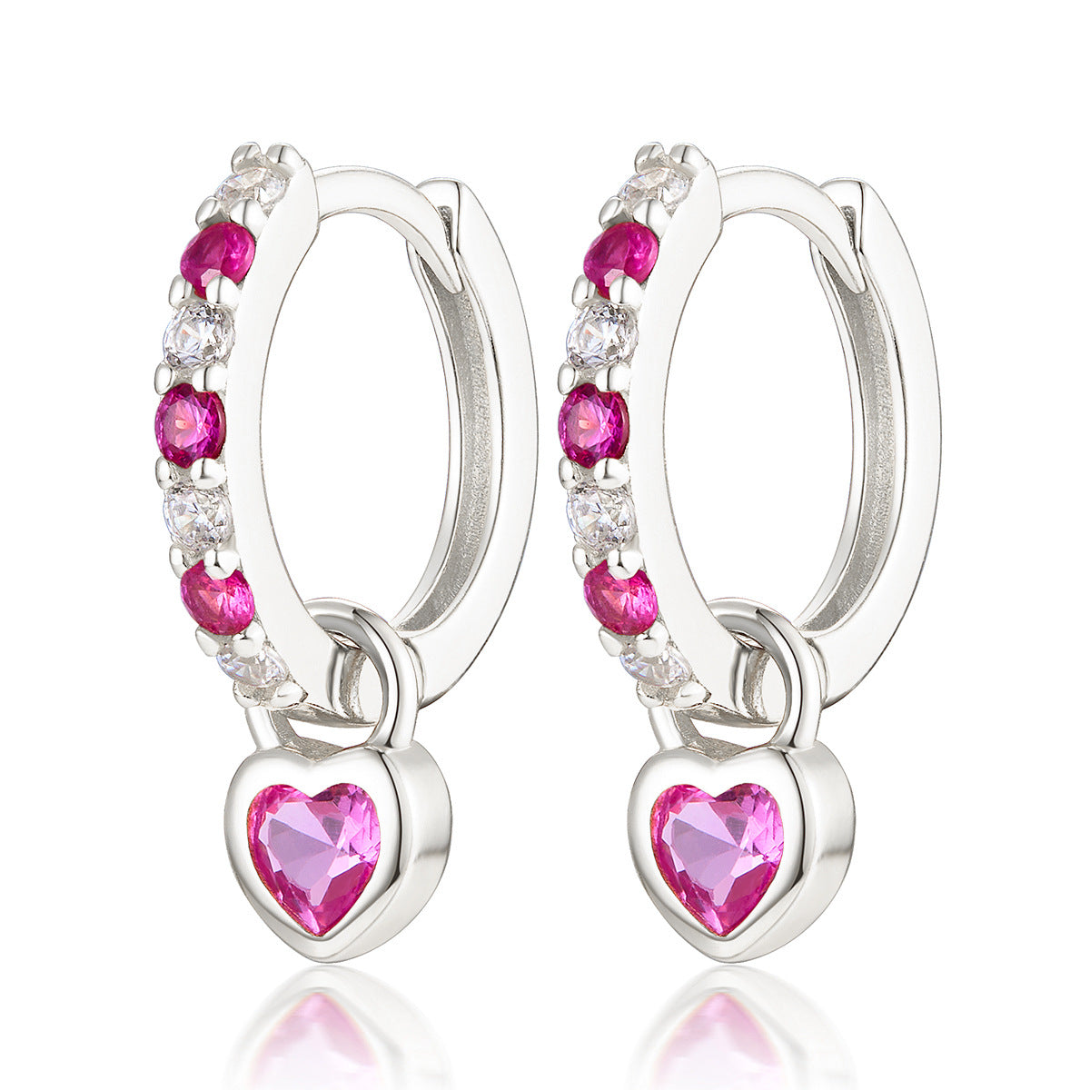 Color Zircon Heart Ear Cuffs - S925 Silver Dopamine Jewelry