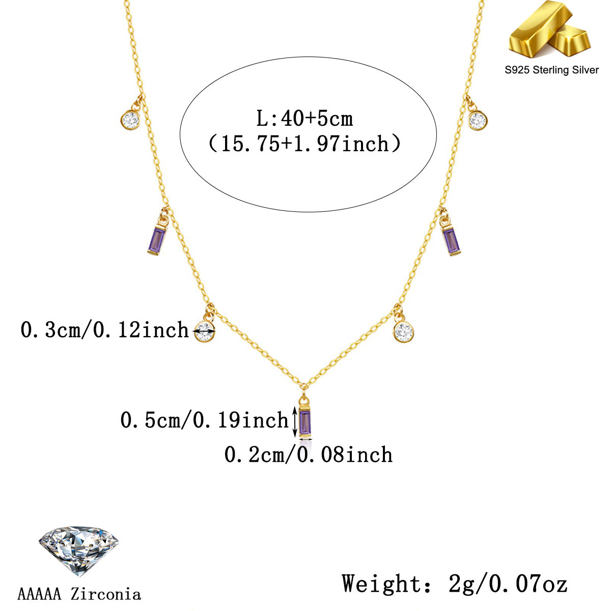 Geometric Fringe Necklace - S925 Silver Square Circle Layered Chain