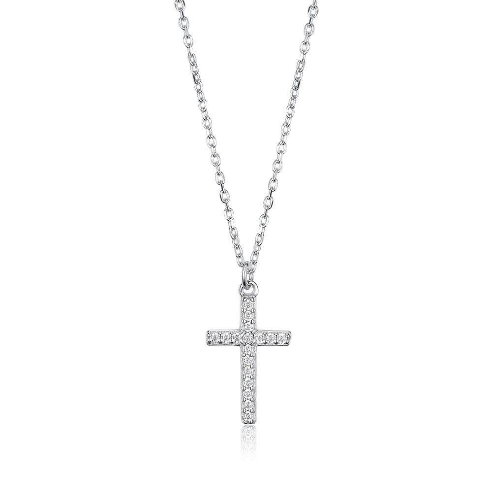 S925 Silver Cross Necklace | Christian Collarbone Chain | Niche Women‘s Jewelry