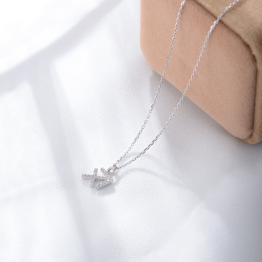 925 Sterling Silver Twelve Zodiac Diamond Pendant Necklace, Fashionable Viral Wish Amazon Hot Selling Jewelry