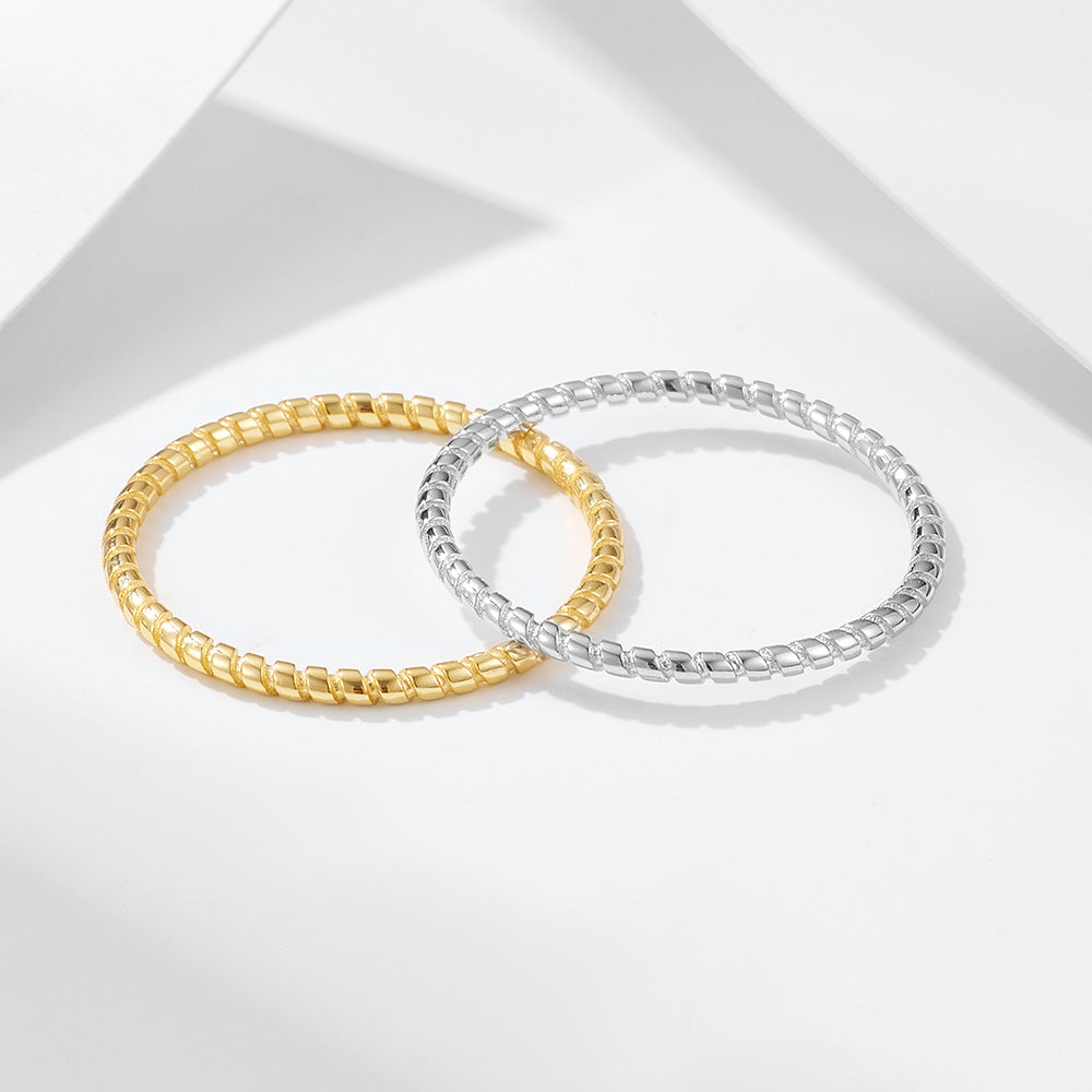 925 Sterling Silver Twisted Rope Band Ring, Minimalist Stackable Jewelry